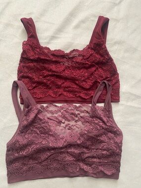 Lace Bralette Crop Top - Burgundy and purple
